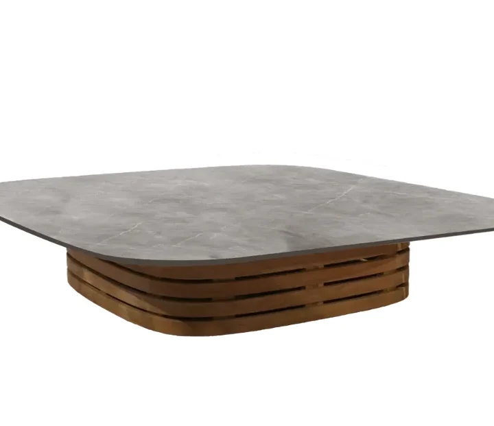 Square Teak & Stone Coffee Table | CL01
