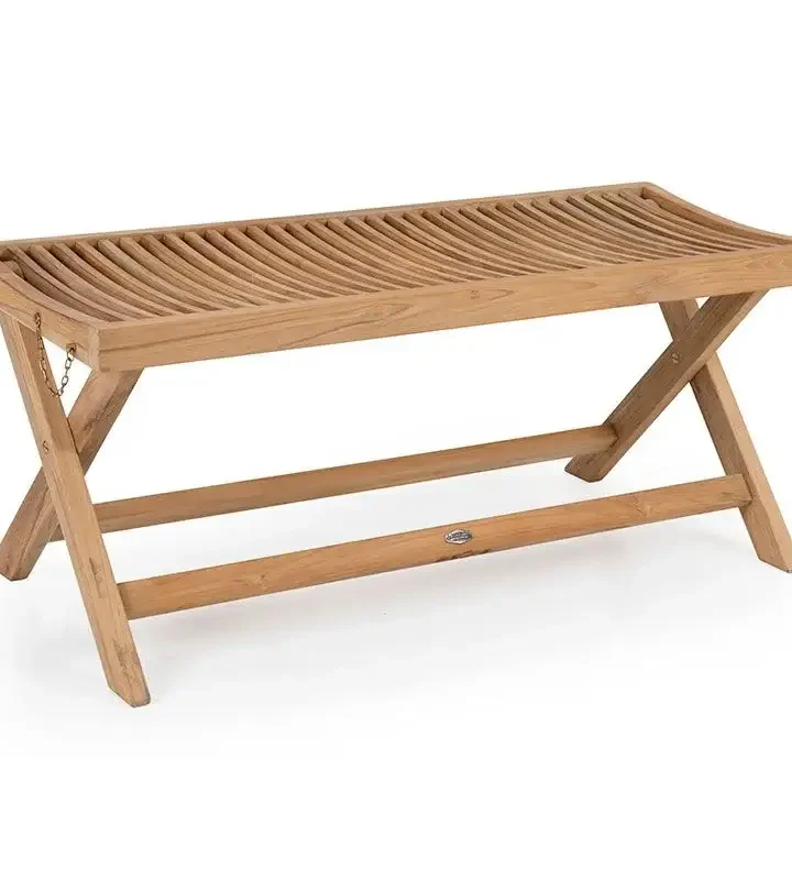 Teak Folding Slatted Bench #7